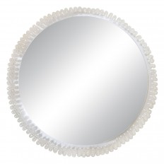 Petite illuminated mirror with Lucite bead surround